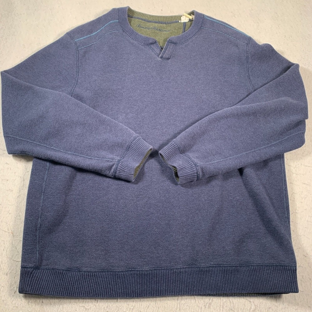 Tommy‎ Bahama Sweater Mens Medium Blue Green Reversible Pullover Cotton
